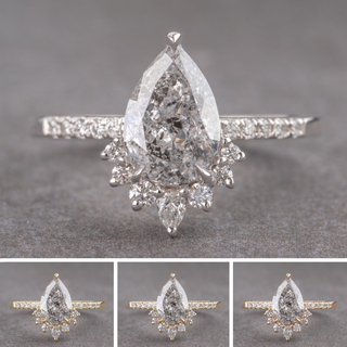1.70 Carat Canadian Salt and Pepper Pear Diamond Engagement Ring, Avaline Setting