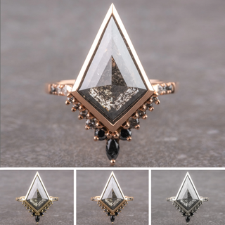 3.30 Carat Black Kite Diamond Engagement Ring, Bezel Ombre Avaline Setting