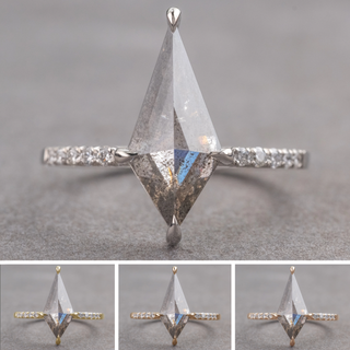 2.45 Carat Salt and Pepper Kite Diamond Engagement Ring, Jules Setting