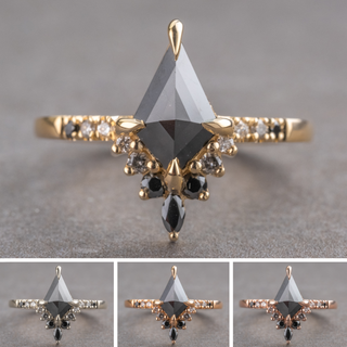 1.15 Carat Black Kite Diamond Engagement Ring, Ombre Avaline Setting, Point No Point Studio. Available in a variety of metal types. Eco-friendly, Recycled Metals, Conflict Free.