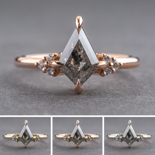 1.17 Carat Canadian Salt and Pepper Kite Diamond Engagement Ring, Quinn Setting