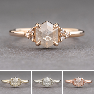 1.17 Carat Icy White Hexagon Diamond Engagement Ring, Quinn Setting