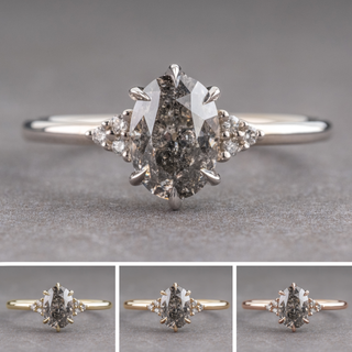 2.10 Carat Salt and Pepper Oval Diamond Engagement Ring, Quinn Setting