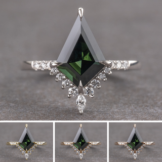 2.09 Carat Teal Kite Sapphire and Diamond Engagement Ring, Avaline Setting