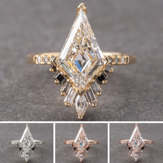 Kite Moissanite and Diamond Engagement Ring, Ombre Wren Setting