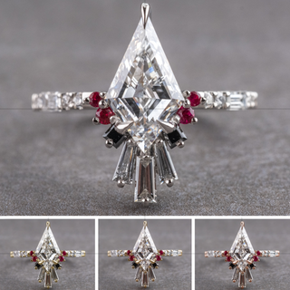 Kite Moissanite and Diamond Engagement Ring, Ombre Wren Setting
