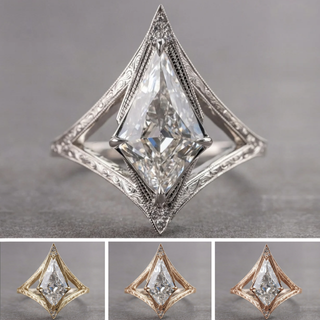 Kite Lab Diamond Engagement Ring, Engraved Arwen Setting