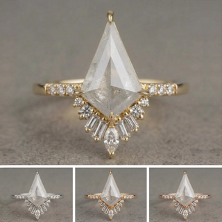 3.52 Carat Icy White Kite Diamond Engagement Ring, Wren Setting