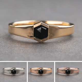 .89 Carat Black Hexagon Diamond Engagement Ring, Cygnus Setting