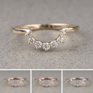 Caterina Wedding Band, 7 Diamond, Loaf Band