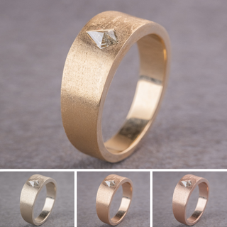 Salt and Pepper Kite Diamond Mens Leo Wedding Band, Comfort Fit