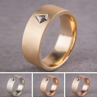 Black Speckled Kite Diamond Mens Sandblast Wedding Band, Comfort Fit