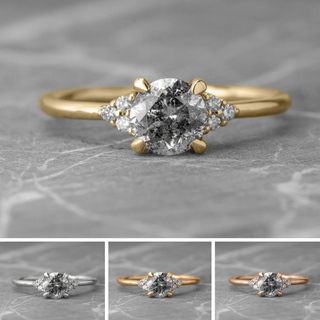1 Carat Salt and Pepper Diamond Engagement Ring, Quinn Setting