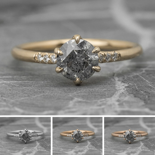 1.12 Carat Salt and Pepper Diamond Engagement Ring, Madeline Setting