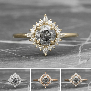 1.11 Carat Salt and Pepper Diamond Engagement Ring, Cosette Setting
