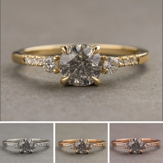 1.26 Carat Salt and Pepper Diamond Engagement Ring, Eliza Setting
