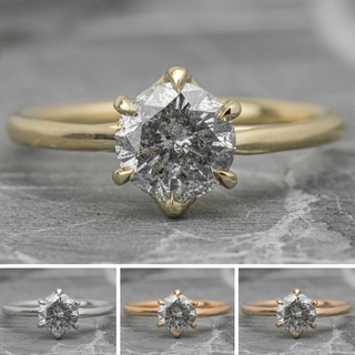 1.03 Carat Salt and Pepper Diamond Engagement Ring, Madeline Setting