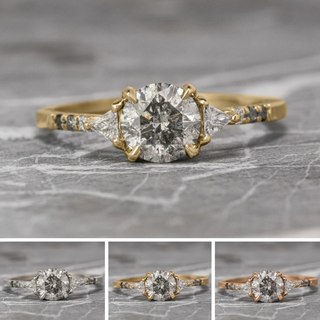 1.15 Carat Salt and Pepper Diamond Engagement Ring, Ombre Eliza Setting
