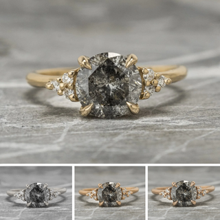 1.95 Carat Salt and Pepper Diamond Engagement Ring, Quinn Setting