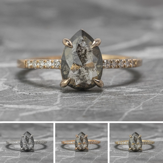 1.12 Carat Salt and Pepper Pear Diamond Engagement Ring, Jules Setting