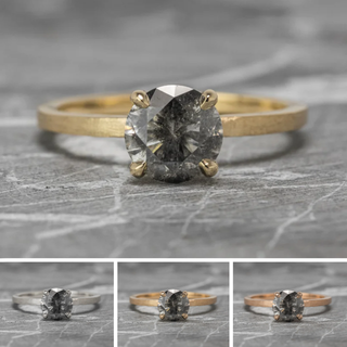 1 Carat Salt and Pepper Diamond Engagement Ring, Jane Setting