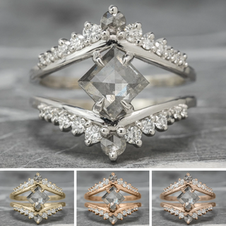 1.18 Carat Salt and Pepper Lozenge Diamond Engagement Ring, Empress Setting