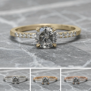 1.04 Carat Salt and Pepper Round Diamond Engagement Ring, Jules Setting