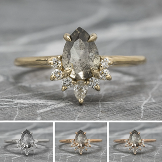 1.13 Carat Salt and Pepper Pear Diamond Engagement Ring, Ava Setting