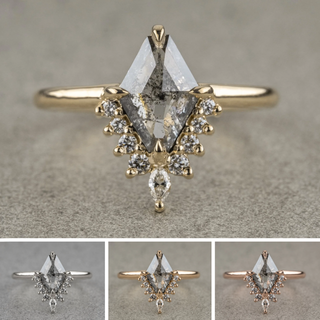 1.51 Carat Salt and Pepper Geometric Diamond Engagement Ring, Ava Setting