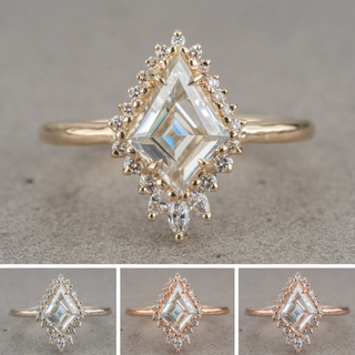 Kite Moissanite and Diamond Engagement Ring, Cleo Setting