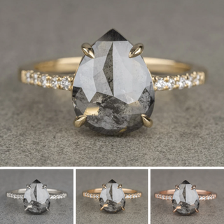 2.49 Carat Salt and Pepper Pear Diamond Engagement Ring, Jules Setting