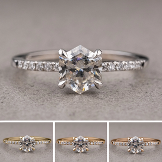 Hexagon Moissanite Engagement Ring, Jules Setting