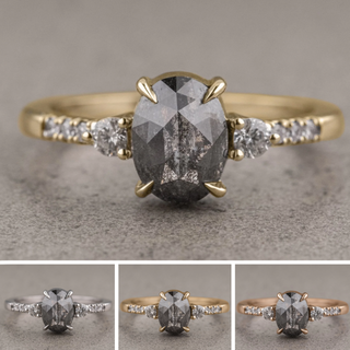 2.38 Carat Black Oval Diamond Engagement Ring, Eliza Setting