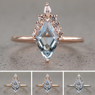2.59 Carat Lozenge Aquamarine and Diamond Engagement Ring, Ava Setting