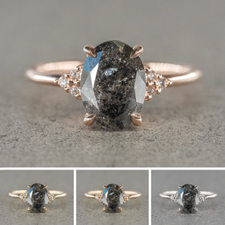 2.28 Carat Salt and Pepper Oval Diamond Engagement Ring, Quinn Setting