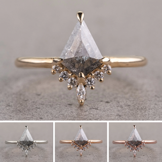 1.04 Carat Salt and Pepper Kite Diamond Engagement Ring, Ava Setting