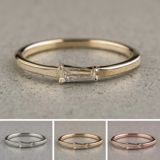.13 Carat White Tapered Baguette Diamond Ring, June Setting