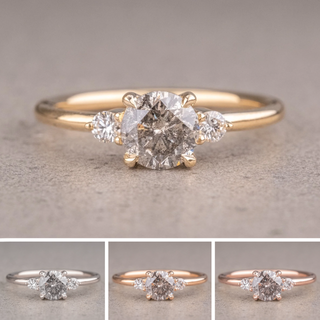 1.15 Carat Salt and Pepper Round Diamond Engagement Ring, Zoe Setting