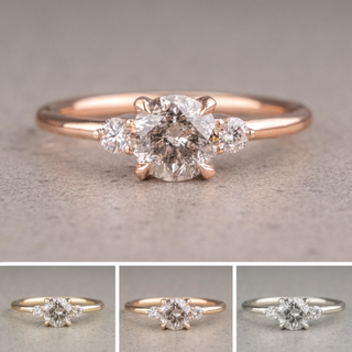 1.13 Carat Salt and Pepper Round Diamond Engagement Ring, Zoe Setting