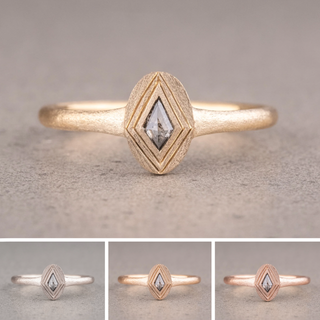 Salt and Pepper Kite Diamond Women's Signet Style Ring