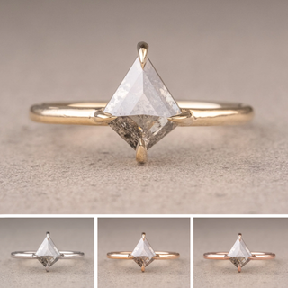 1.28 Carat Salt and Pepper Kite Diamond Engagement Ring, Jane Setting