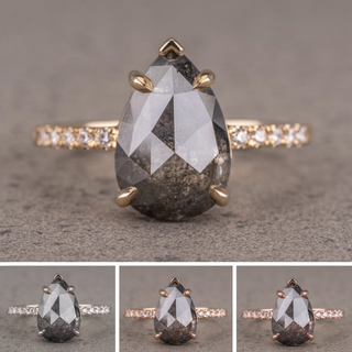 2.48 Carat Black Pear Diamond Engagement Ring, Sirena Setting