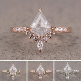 1.02 Carat Icy White Kite Diamond Engagement Ring, Avaline Setting