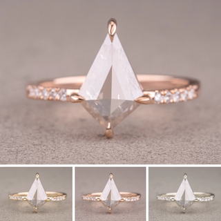 1.27 Carat Icy Salt and Pepper Kite Diamond Engagement Ring, Jules Setting