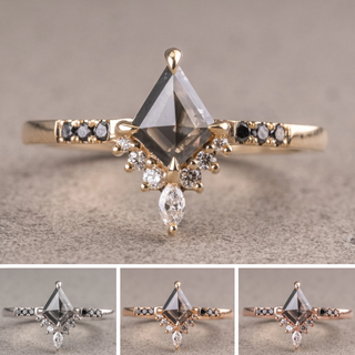 .76 Carat Black Kite Diamond Engagement Ring, Avaline Setting