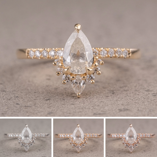 1.08 Carat Icy White Pear Diamond Engagement Ring, Avaline Setting