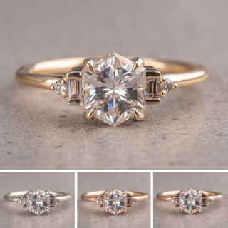 1.56 Carat Hexagon Moissanite Engagement Ring, Betty Setting