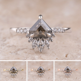 .97 Carat Black Shield Diamond Engagement Ring, Cleo Setting