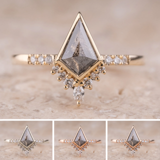 1.22 Carat Black Kite Diamond Engagement Ring, Bezel Avaline Setting