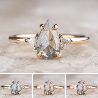 1.10 Carat Salt and Pepper Pear Diamond Engagement Ring, Zoe Setting